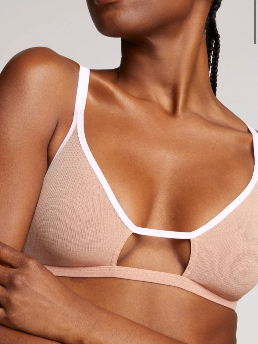 Negative Underwear Sieve Cutout Bra in Buff & White